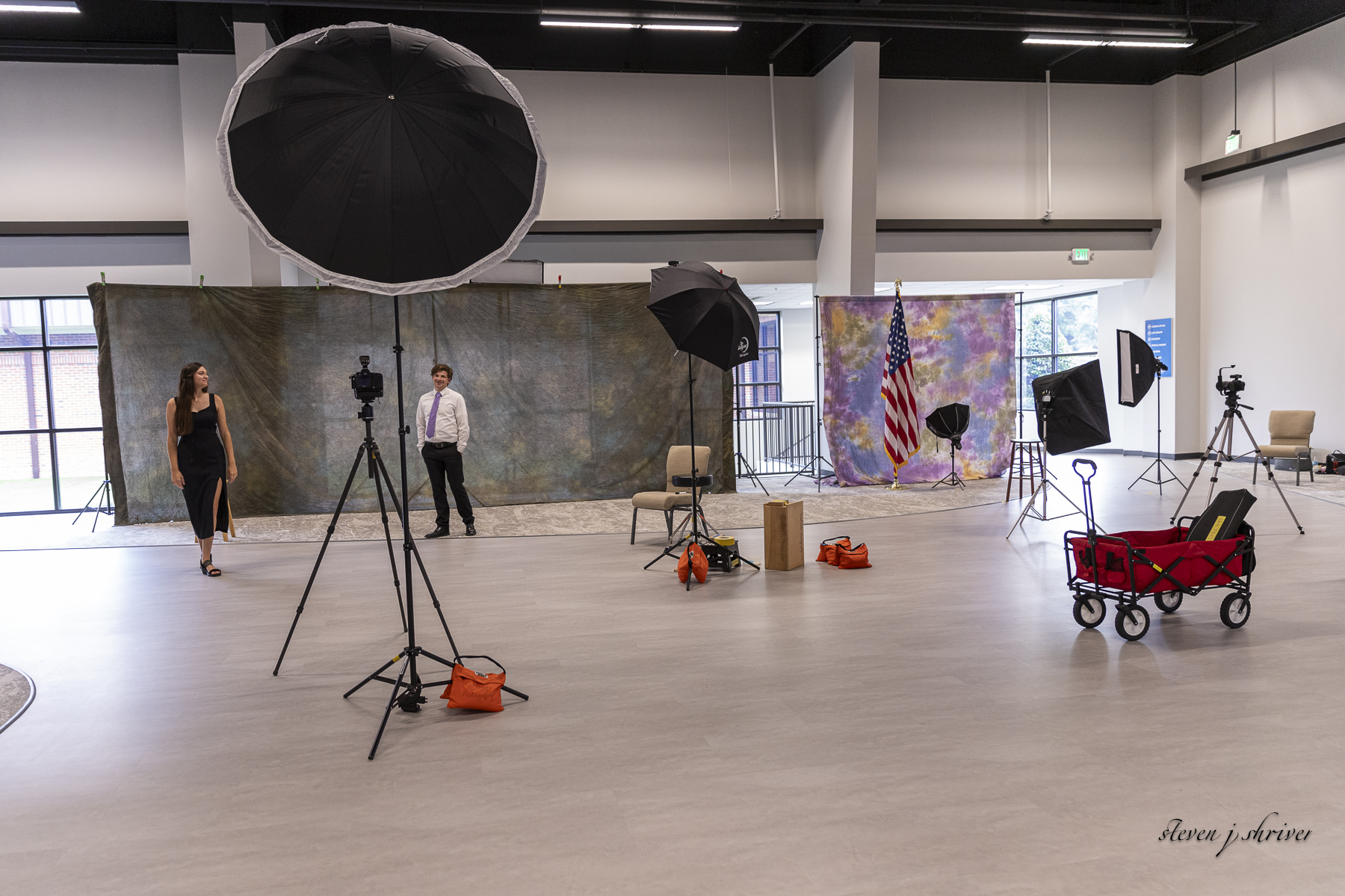 Behind the scenes, studio setup